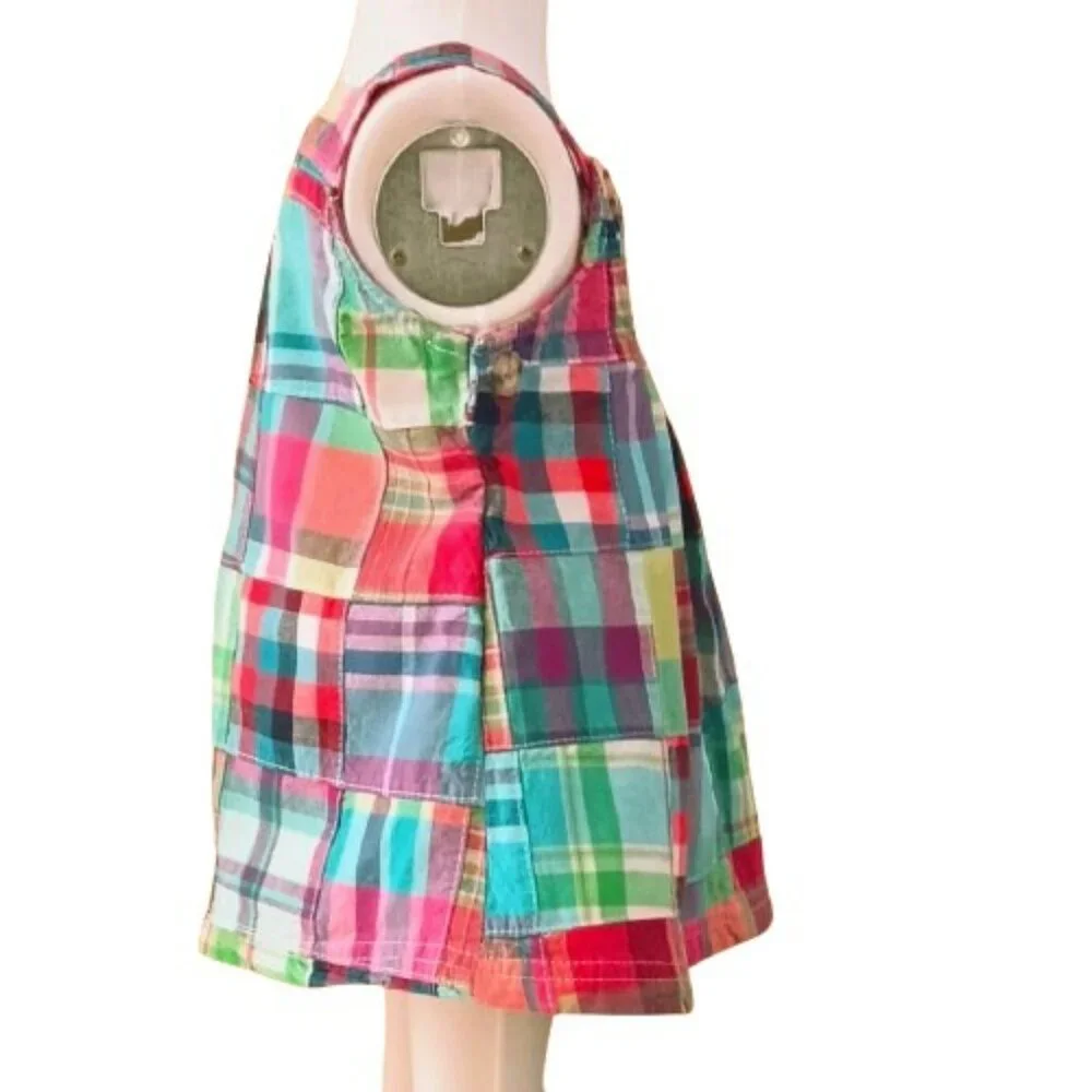 Girls Patchwork Jumper Dress 6-9M Vintage Arizona Plaid Stripe Sundress